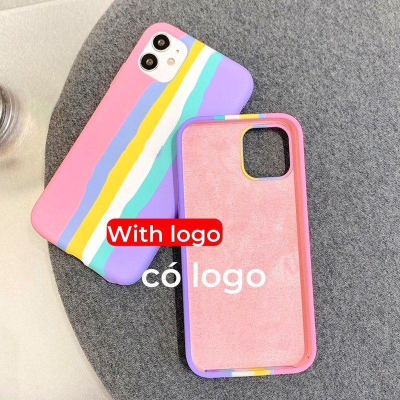 Hồng Cầu Vồng Tương Thích Cho iphone 16 / 15 / 14 / 13 / 12 / 11 / Pro Max XS Max XR 7 8 plus / mini Vỏ Điện Thoại Silicon Lỏng Bảo Vệ Toàn Diện