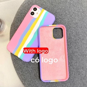 Hồng Cầu Vồng Tương Thích Cho iphone 16 / 15 / 14 / 13 / 12 / 11 / Pro Max XS Max XR 7 8 plus / mini Vỏ Điện Thoại Silicon Lỏng Bảo Vệ Toàn Diện