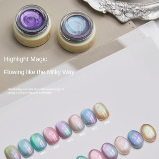 Baoshiman Northern Lights Cat 's Eye Nail Gel Hạt Thủy Tinh Nhiều Màu Sắc Nhấp Nháy Mắt Mèo Quang Trị Liệu Keo Móng Tay Nghệ Thuật Làm Móng Tay Cho Tiệm Làm Móng Tay