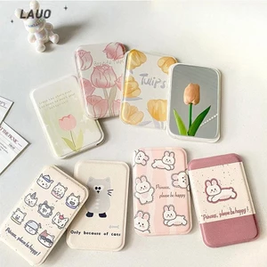Springevenstar Máy Tính Để Bàn Gương Trang Điểm Màu Trơn Da Đơn Giản Di Động Cầm Tay Gương Trang Điểm Có Thể Gập Lại Học Sinh Nhỏ Gọn Dễ Thương Bỏ Túi Gương Springevenstar