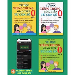 SáchCombo: Tự học tiếng trung giao tiếp từ con số 0 tập 1+2+3(có file nghe)