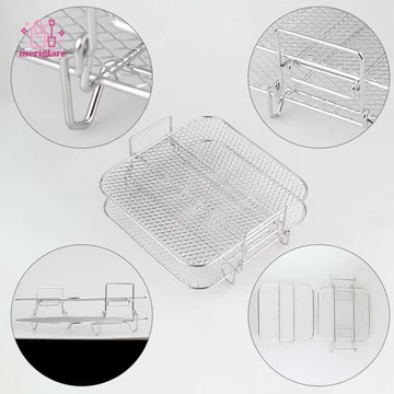 Phụ kiện nồi chiên không khí vuông Giá nồi chiên không khí Giá nướng giòn Khay 2 tầng Giá nồi chiên không khí