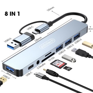 HUB Type C và USB 3.0 8in1 đa năng - Cổng chuyển đổi HDMI SD TF RJ45 PD sạc nhanh tương thích đa thiết bị chất lượng cao