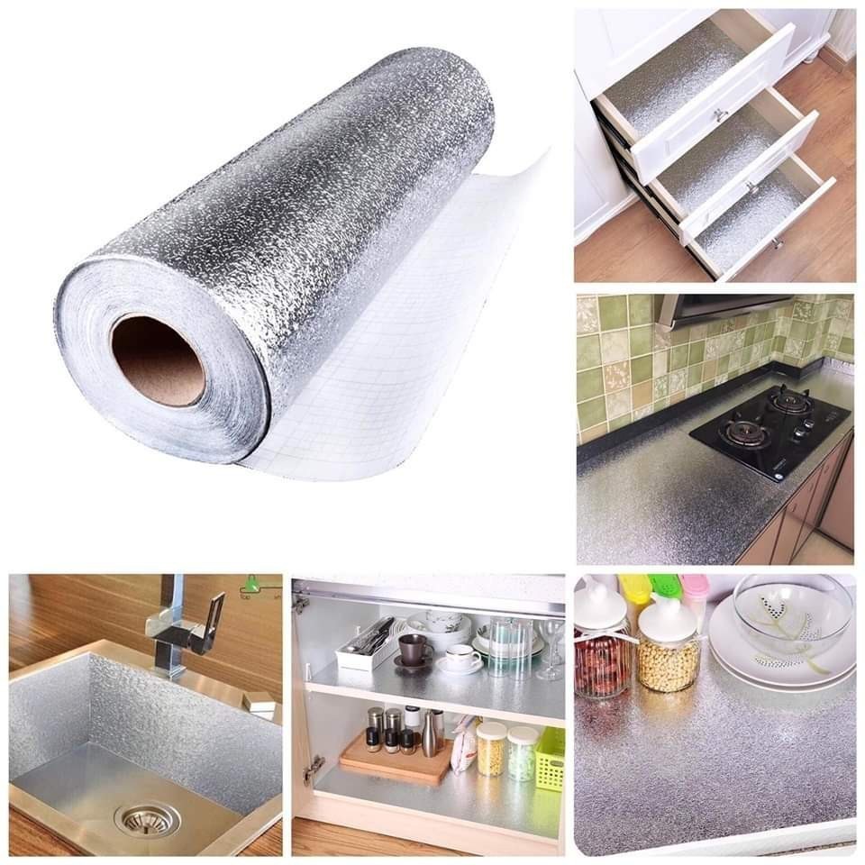 Cuộn 2m Giấy Decal Bạc Dán Bếp Tráng Nhôm Cách Nhiệt, Chống Dầu Mỡ Khổ 40/60cm | Shopee Việt Nam