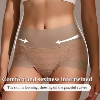 『Brelira』 3/7pcs Seamless Sexy Lace Panties high waist panties Comfortable Mulberry Silk Crotch Plus Size Underwear Briefs Panties