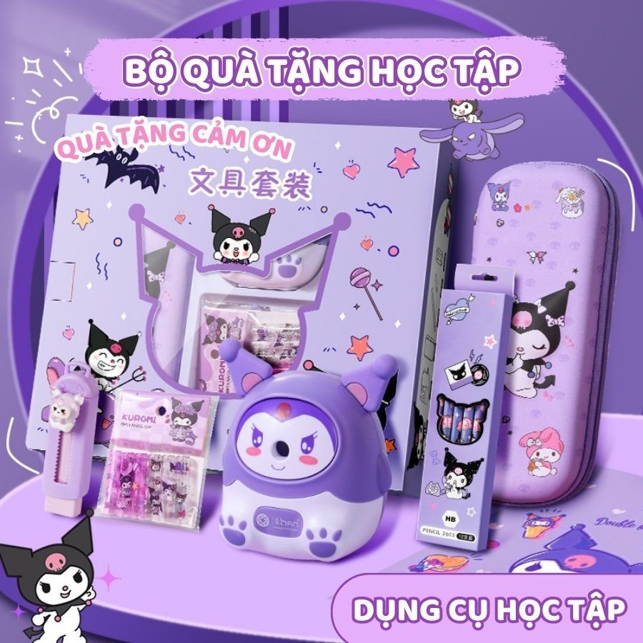 Văn Phòng Phẩm Màu Tím Dễ Thương - Set Đồ Dùng Học Tập Cao Cấp, Đầy Đủ Dụng Cụ, Phù Hợp Cho Học Sinh