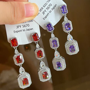 Handmade Light Luxury Zircon Tua Rua Thanh Lịch Phong Cách Dài Tính Khí Bông Tai Bán Buôn
