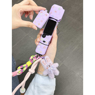 Thích hợp cho DJI pocket3 Vỏ bảo vệ Osmo Dây buộc dễ thương Gimbal Thân máy ảnh Vỏ bảo vệ bằng silicon Màn hình ống kính Vỏ lật Chống sốc Chống va chạm Chống trầy xước Túi lưu trữ Vỏ đứng