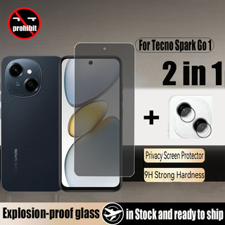 2 trong 1 Tecno Spark Go 1 Kính cường lực chống gián điệp Bảo vệ màn hình riêng tư cho Tecno Spark 40c 40 Pro Go 1S 2024 40 30C 30 20 Pro 4G 5G & Phim ống kính máy ảnh