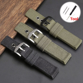 Dây đeo đồng hồ nylon vải màu xanh lá cây màu đen 20mm 22mm 24mm Dây đeo đồng hồ nylon đa năng dành cho nam nữ Vòng đeo tay Đồng hồ thể thao