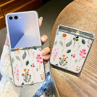 Hoa Họa Tiết Trong Suốt Dành Cho Samsung Galaxy Z Flip 7 Flip 6 Flip 5 Flip 4 Flip 3 Trong Suốt Cứng PC Gấp Ốp điện thoại Cho Samsung Z Flip7 Z Flip6 Flip5 Flip4 Flip3