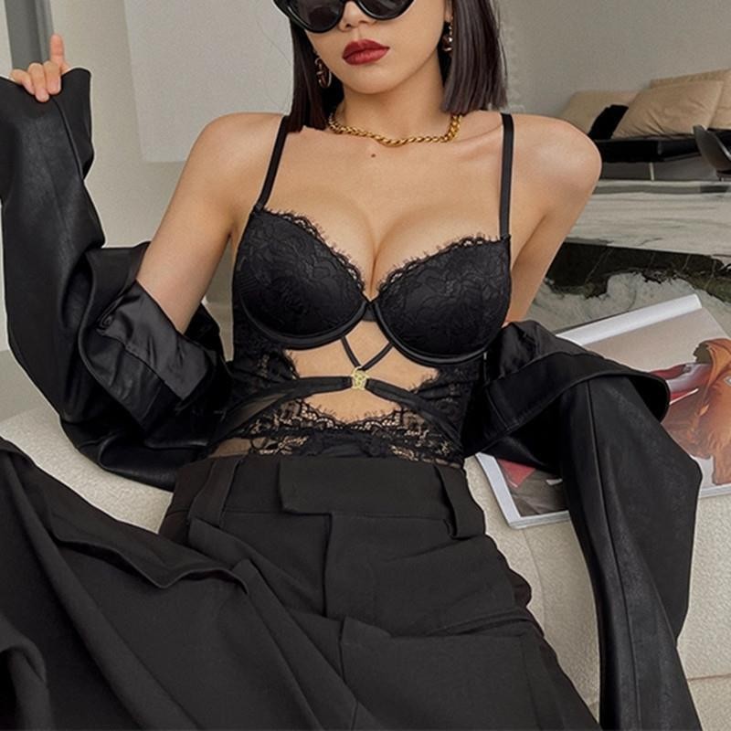 Pháp Gợi Cảm Hình Cơ Thể Một Mảnh Quần Lót Tập Hợp Mỏng Top Dày Đáy Với Vòng Thép Ren Áo Ngực