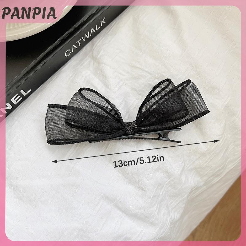 PNPIA-Đen Ren Hai Lớp Lưới Nơ Kẹp Tóc Cho Nữ Thời Trang Cô Gái Ngọt Ngào Sinh Viên Phụ Kiện Tóc