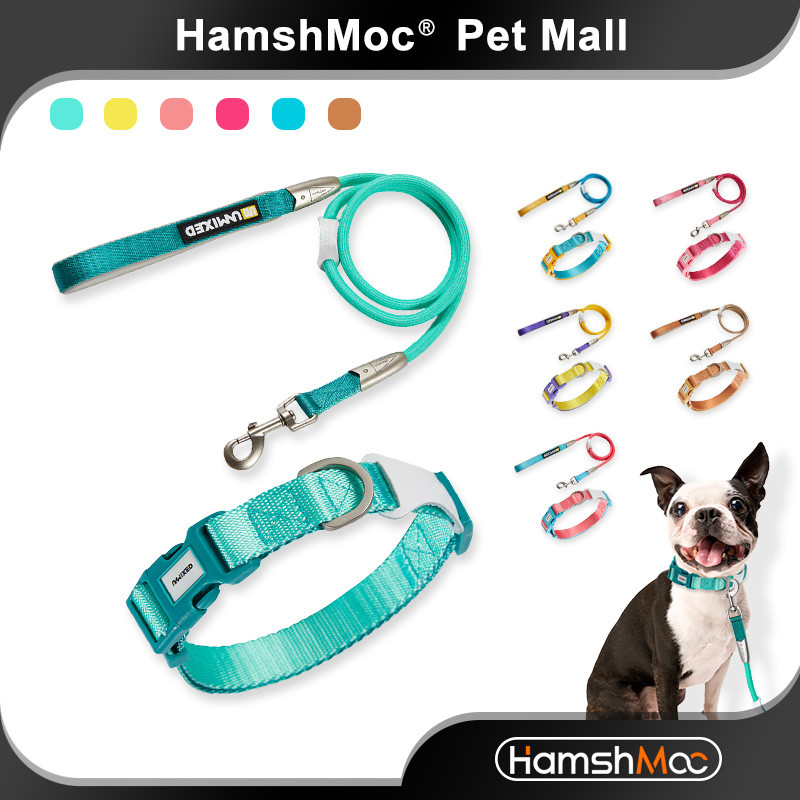HamshMoc Chó Mèo Dây Xích Combo POM Khóa Kích Thước Điều Chỉnh Chống Rỉ D-Ring Tòn Rối-Free Rotator Thoải Mái Grip Polyester Dệt