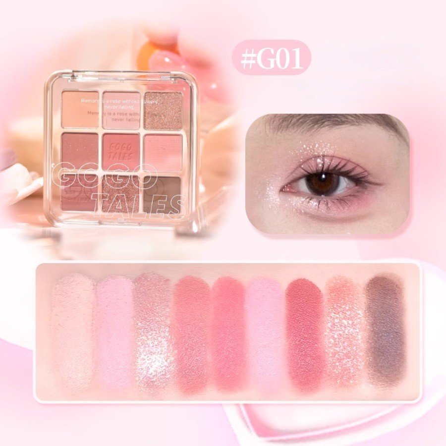 Bảng phấn mắt 9 ô GOGO TALES GT659 Lovely Dream Tone 3in1 kèm mắt má highlight