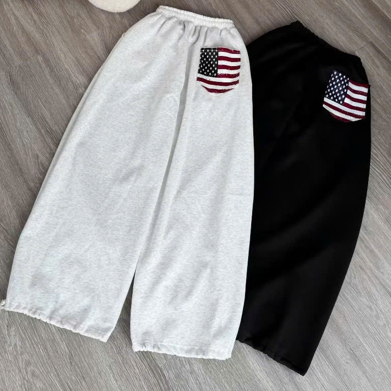 Quần Ống Suông Túi Hông Cờ Mĩ KCloset Quần Nỉ Ống Bao Dày Dặn Nữ Tính NA983