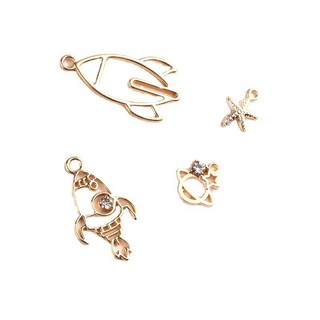 Tự làm phụ kiện trang sức hợp kim Hàn Quốc với kim cương tên lửa - bông tai và mặt dây chuyền