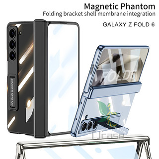 Ốp lưng trong suốt pha lê mạ điện cho Samsung Galaxy Z Fold 6 Z Fold 5 Z Fold 4 chân đế Vỏ phim cường lực phía trước