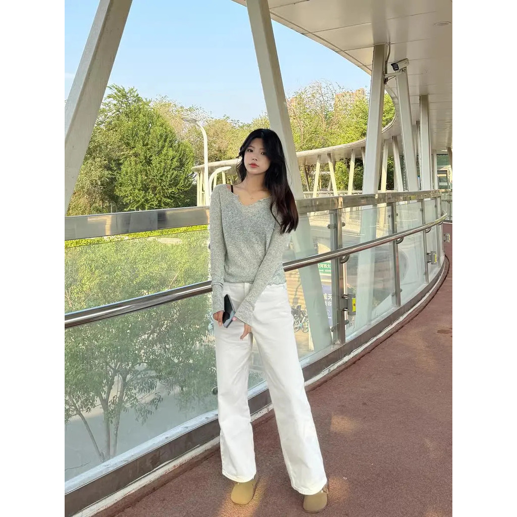 Milyfashion Cổ Chữ V Mỏng Dài Tay T Mùa Hè Rời Hơi Trong Suốt Chống Nắng Dệt Kim Áo