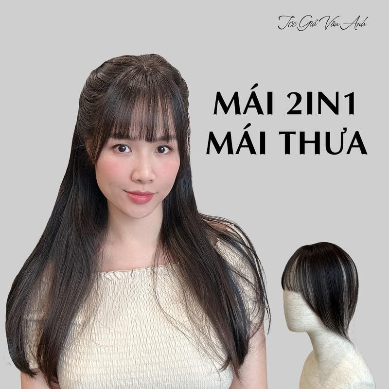 Mái 2in1 mái thưa tóc thậ.t nữ - Tóc Giả Vân Anh Wig