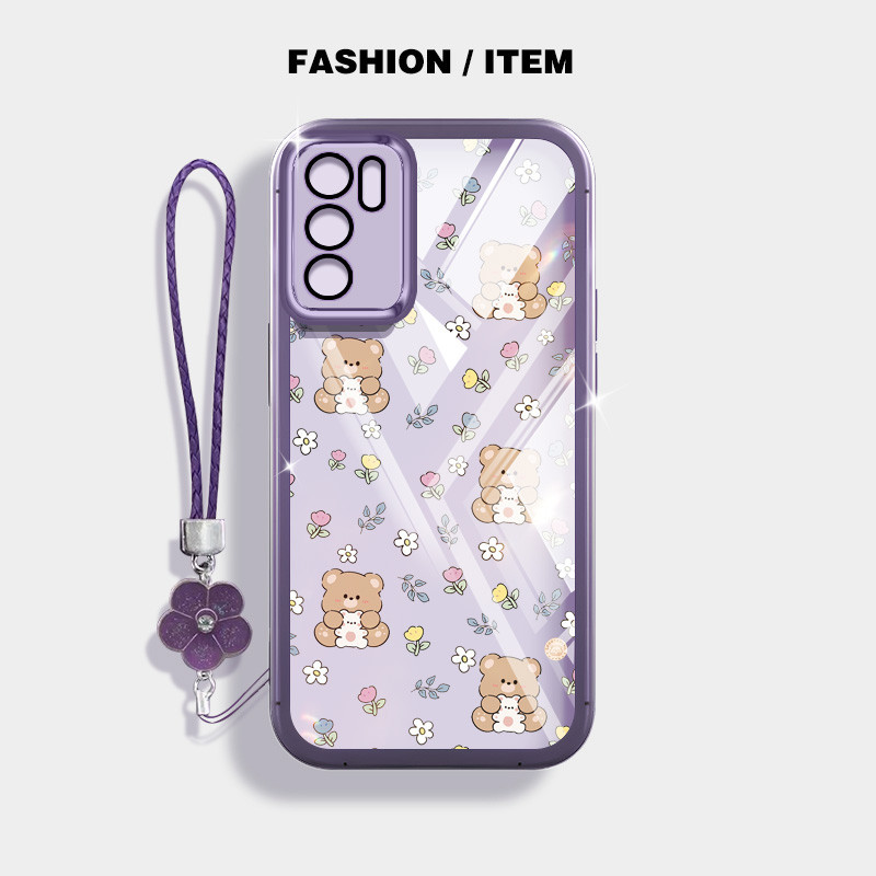Ốp Điện Thoại YBD INS Style Cho OPPO Reno 12 Pro Reno 12F Realme C65 4G A3 Pro (Ấn Độ) Vỏ Họa Tiết Gấu Nhỏ Được Trang Bị Bảo Vệ Ống Kính