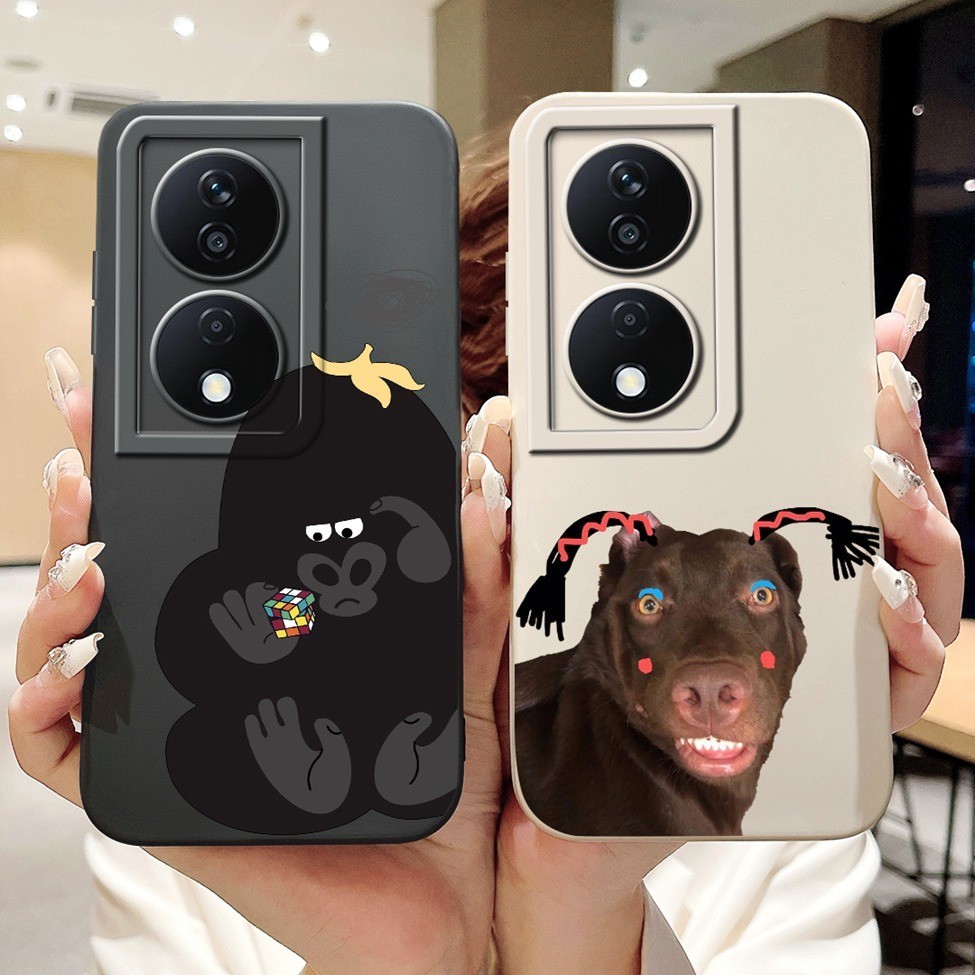 Ốp lưng Honor X7b 5G 4G CLK-LX2 Hoa thẩm mỹ Dễ thương Mèo Boy Màu đen Vỏ chống sốc Honor X7b Vỏ điện thoại