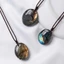 Mặt dây chuyền Labradorite tự nhiên THEGIRL8B, Bút chì Labradorite phong cách dân tộc tinh tế, Đánh bóng thô đơn giản có dây huấn luyện tự nhiên Trang trí nội thất