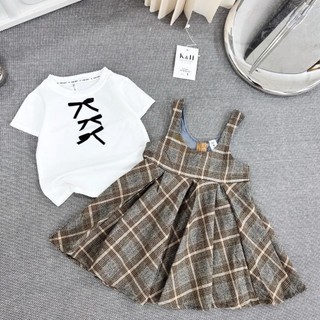 S49-[tomnaukid] Set áo phối yếm váy carro cho bé gái size từ 8-30Kg