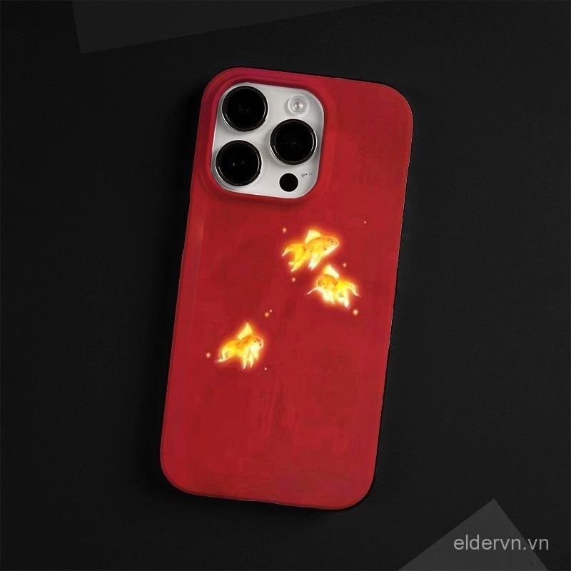 Cá vàng nhỏ QYJS dùng cho IPhone 15 14 13 ProMax 11 12 PRO X XR XSMAX SE 7 8 plus 14 15 PLUS Mẫu sành điệu bao toàn bộ phim tươi mới vỏ cứng 2 trong 1 chống rơi KZ8U