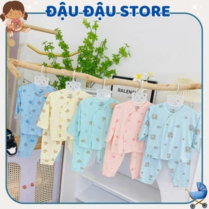 Bộ dài tay màu thun lạnh TP cho bé mềm mịn in hoạ tiết cho bé sơ sinh 3-9kg DL004 Đậu Đậu Store