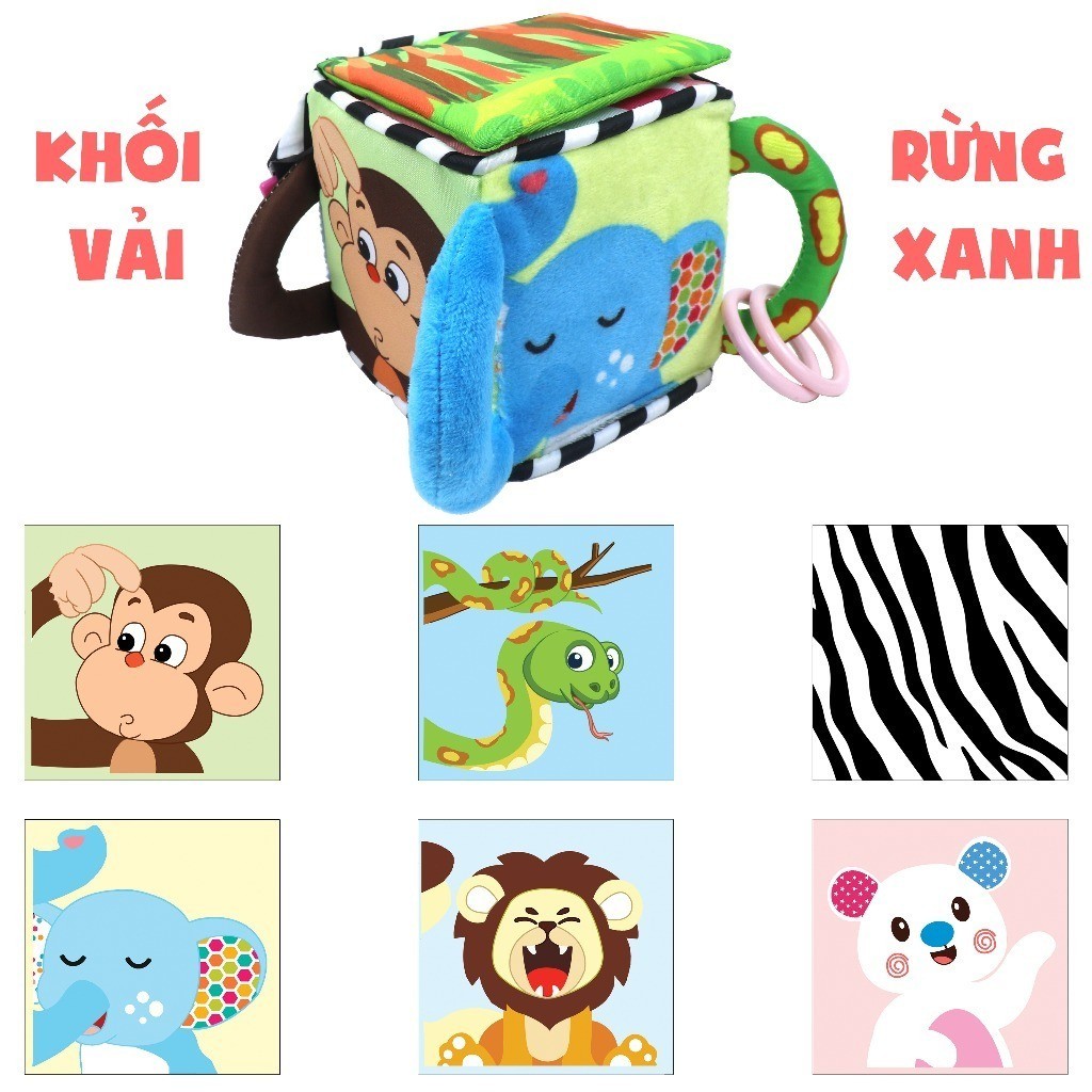 Đồ Chơi Montessori Khối Xúc Xắc Vải Luyện Kỹ Năng Nhiều Chủ Đề