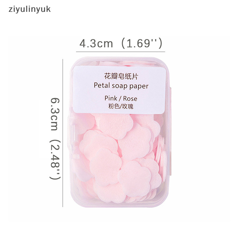 Ziyulinyuk 100 Cái / hộp Dùng Một Lần Hình Hoa Dễ Thương Giấy Xà Phòng Lát Có Hộp Rửa Tay Xà Phòng Giấy Mảnh Xà Phòng Rửa Tay Di Động EN