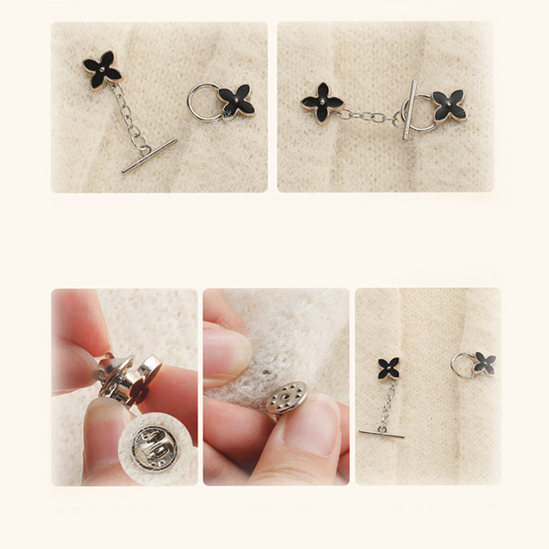 [Yunyuan] Cardigan OT Khóa trang trí, Pin tháo rời không cần đinh, Trâm ngọc trai, Dây kết nối tay áo và đường viền cổ, Khóa chống lộ