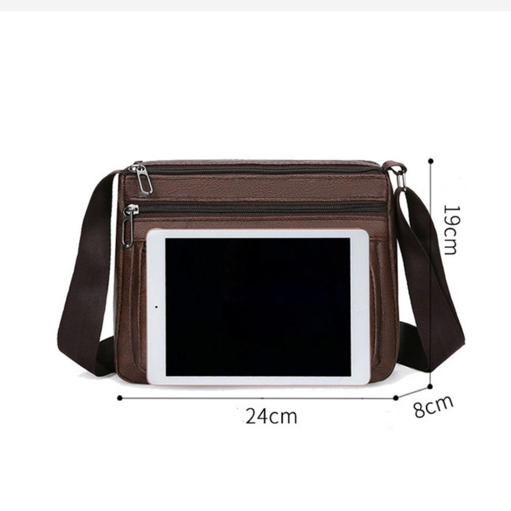 HOBBYIN Túi đeo vai HOBBYIN, Túi đeo chéo nam bằng da PU chống thấm nước, Túi xách thông thường dung tích lớn thời trang Túi điện thoại Túi xách nam doanh nhân