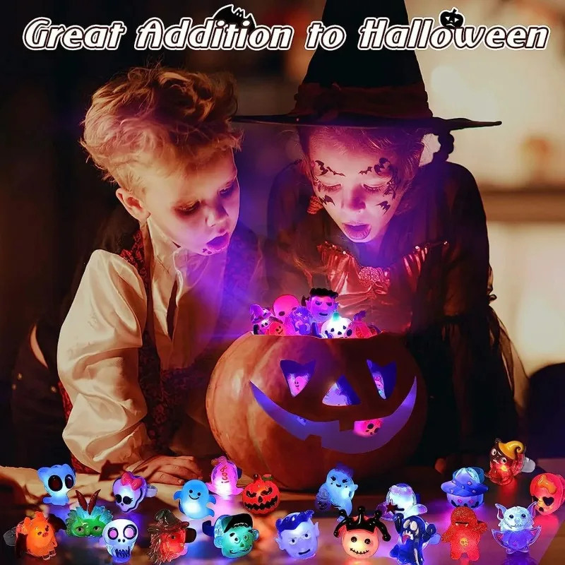 Halloween Sáng Tạo LED Dạ Quang Nhẫn Bí Ngô Ma Đầu Lâu Phát Sáng Đảng Trẻ Em Quà Tặng
