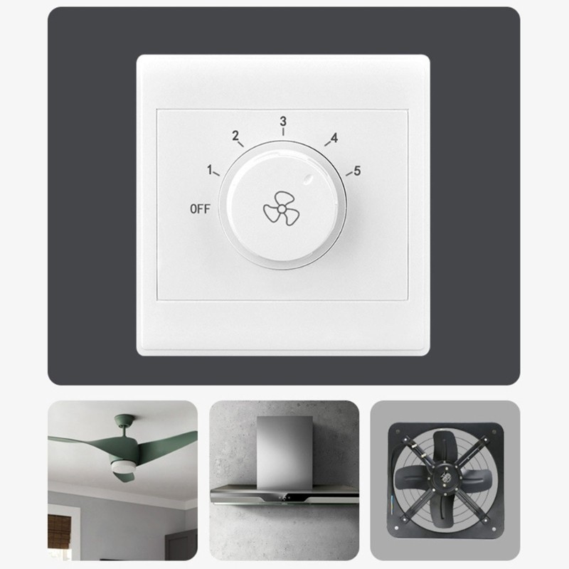 HIk Có Thể Điều Chỉnh 5 Bánh Răng Quạt Tốc Độ Bộ Điều Khiển Loại 86 Bề Mặt Gắn Quạt Trần Hộ Gia Đình Quạt Xả Điều Khiển Tường Switchi