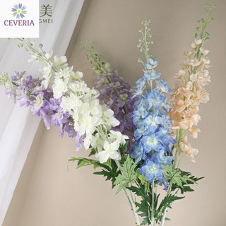Cành hoa giả  từ lụa Delphinium lớn cao 75 cm, bông to, phù hợp trang trí đám cưới, nhà cửa CEVERIA