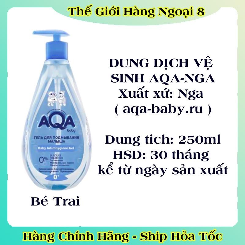 [DATE MỚI] Dung dịch vệ sinh AQA BABY cho bé từ sơ sinh 0+ đến 8 tuổi 250ml của Nga