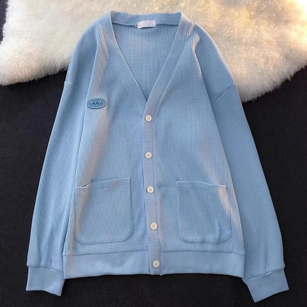 Áo khoác cardigan thu đông chất liệu dày dặn phối cổ V hàng Quảng Châu xu hướng Hàn Quốc XIMIMI SP202