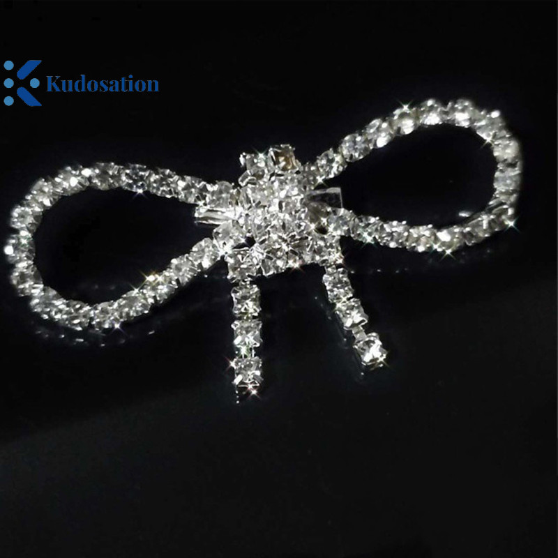 Kudosation Thời Trang Sáng Bóng Kim Cương Giả Nơ Khóa Ngọc Trai sel Pin Khóa DIY May Giày Túi Đính Phụ Kiện Cưới Quà Tặng