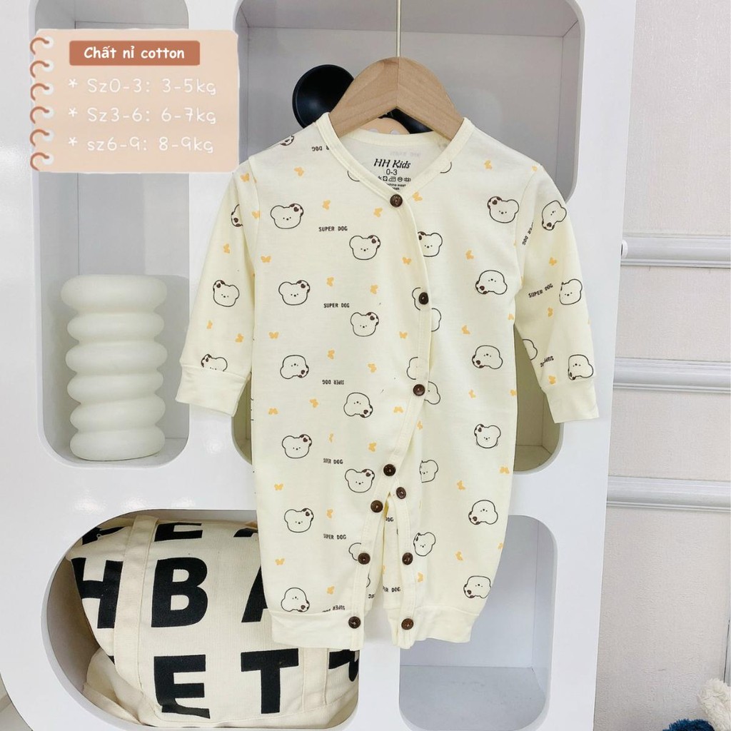 Set 2-3 Bộ Body Dài Tay Nỉ Cotton Thu Đông Cho Bé Sơ Sinh mềm mịn cho bé sơ sinh trai gái 0-9 tháng NC003 Đậu Đậu Store