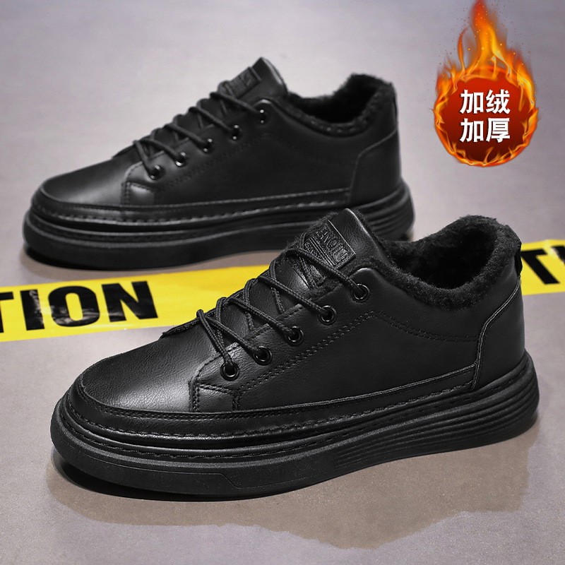 Giày da nam lót lông cừu mùa đông, cao cấp, chống trượt, chống mài mòn, đa năng, phù hợp cho đầu bếp