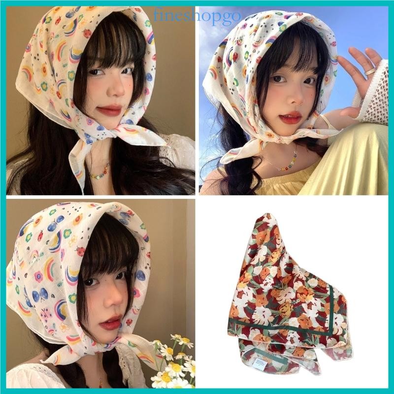 Khăn trùm đầu hoa mịn thanh lịch sáng tạo quấn đầu Cottagecore Holiday Flower Headscarf