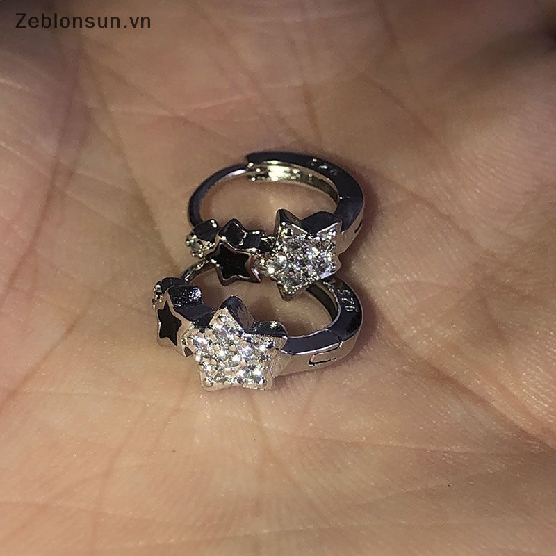 # Hb # Thời trang Retro Zircon Pha lê Pentagram Khóa tai Xu hướng Bông tai hình ngôi sao đơn giản dành cho nữ Quà tặng trang sức thẩm mỹ.