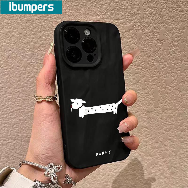 ibumpers Ốp Lưng iPhone Xinh Đơn Giản Chó Hàn Quốc Ốp Điện Thoại nhám Silicon Mềm Chống Sốc Chống Bẩn Cho Iphone 15 14 12 13 11 Pro Max IP 7 8 Plus Iphon X XS XR