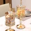 MONOSTYLE Crystal Glass Storage Jar, Chân Cao Có Nắp Lọ Kẹo Hoa Hồng, Đồ Trang Trí Để Bàn Nghệ Thuật Trang Trí Nhà Cửa Sang Trọng Mạ Vàng