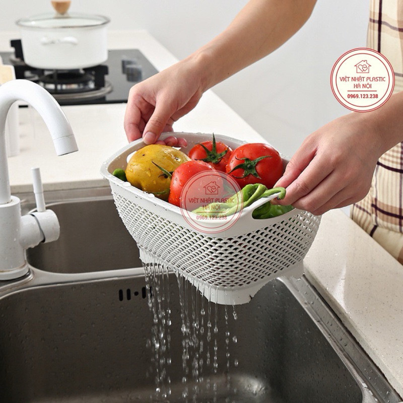 Rổ nhựa VIỆT NHẬT cao cấp có đế màu pastel 3301 ,3302 mẫu mới