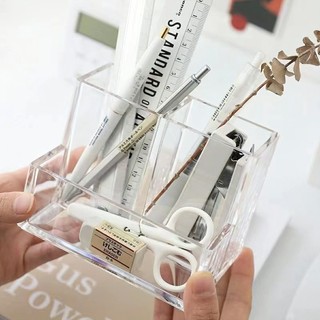 Ống đựng bút trong suốt để bàn, kệ đựng bút tiện dụng đa năng cho học sinh SUNND