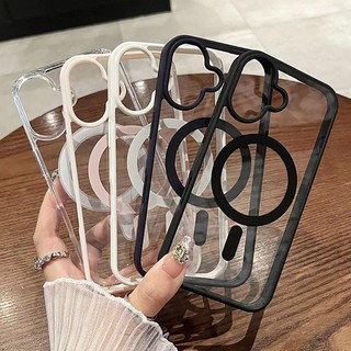Mới Chống Sốc Acrylic Từ Tính Trong Suốt Ốp Lưng Điện Thoại iPhone 16 15 14 13 12 11 Pro Max Plus Sạc Không Dây Cứng PC Cover funda