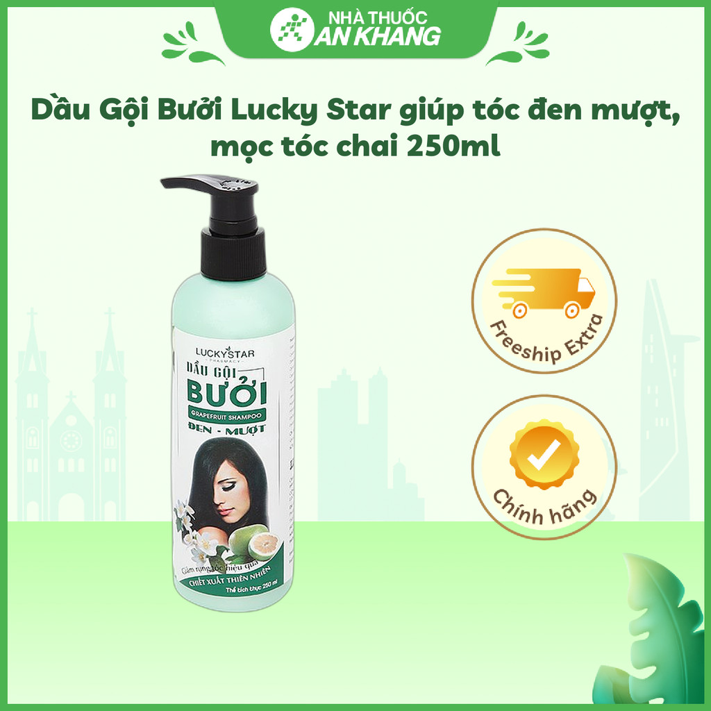 Dầu Gội Bưởi Lucky Star giúp tóc đen mượt, mọc tóc chai 250ml